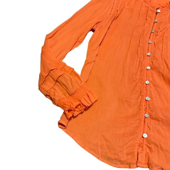 Faherty Willa Button-Down Shirt Top Blouse Long Sleeve Flowy 100% Cotton Small - Picture 4 of 12